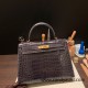 Hermes Kelly 32cm Crocodile Niloticus 88/ Graphite Gold Hardware Full Handmade