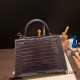 Hermes Kelly 32cm Crocodile Niloticus 88/ Graphite Gold Hardware Full Handmade