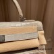 Hermes Kelly 32cm 8D /Himalaya Grey Himalayan/Nilo Silver Hardware Full Handmade