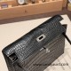 Hermes Kelly danse Matte Alligator Crocodile 89 /Black Silver Hardware