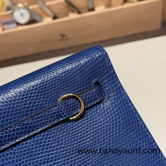 Hermes Kelly danse Lizard73 /Blue Saphir Gold Hardware