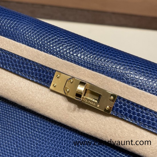 Hermes Kelly danse Lizard73 /Blue Saphir Gold Hardware