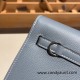 Hermes Kelly danse evercolor J7/ Blue Lin Silver Hardware