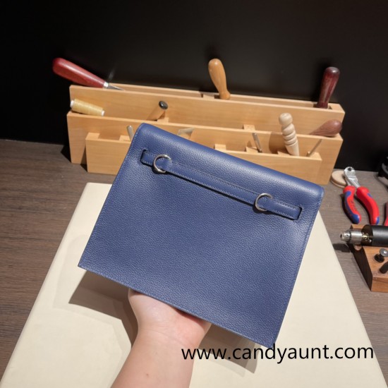 Hermes Kelly danse evercolor 73 /Blue Saphir & 71 /Blue France Silver Hardware