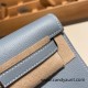 Hermes Kelly danse evercolor J7 /Blue Lin Silver Hardware