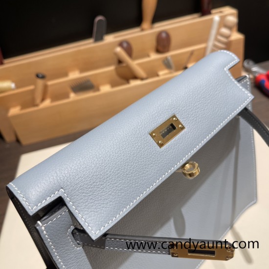 Hermes Kelly danse Evercolor J7 /Blue Lin Gold Hardware