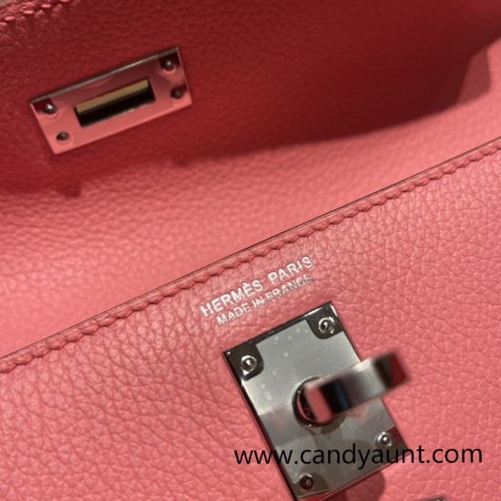 Hermes Kelly danse Evercolor 8W /Rose Azalee Silver Hardware