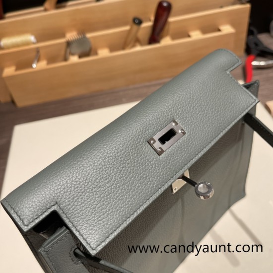 Hermes Kelly danse Evercolor 63/Vert Amande Silver Hardware