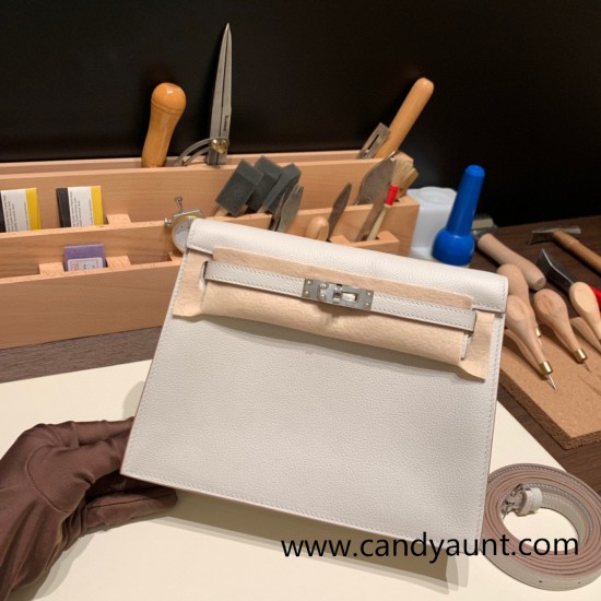 Hermes Kelly danse Evercolor 80 /Pearl Grey Silver Hardware