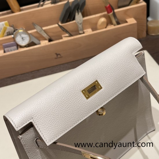 Hermes Kelly danse Evercolor80 /Pearl Grey Gold Hardware