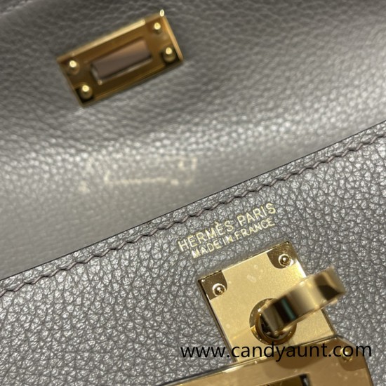 Hermes Kelly danse Evercolor 0L/ Gris Meyer Silver Hardware