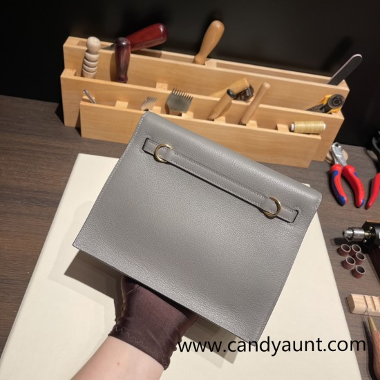 Hermes Kelly danse Evercolor 0L/ Gris Meyer Silver Hardware