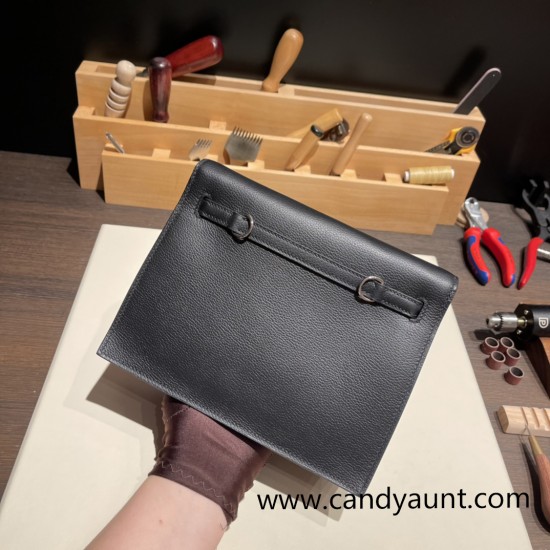 Hermes Kelly danse Evercolor 89 /Black Silver Hardware