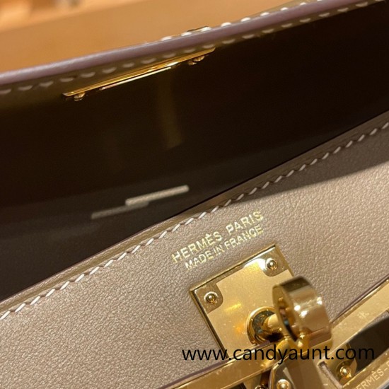 Hermes Kelly danse swift 18 /Étoupe Grey Gold Hardware