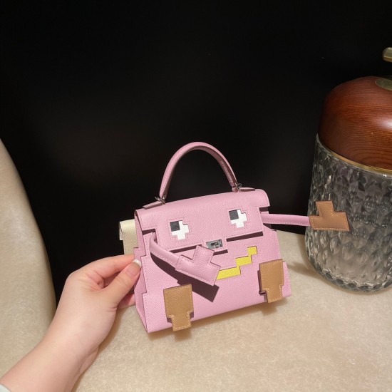 Hermes Kelly dole picto X9 /Mauve Sylvestre Full Handmade   