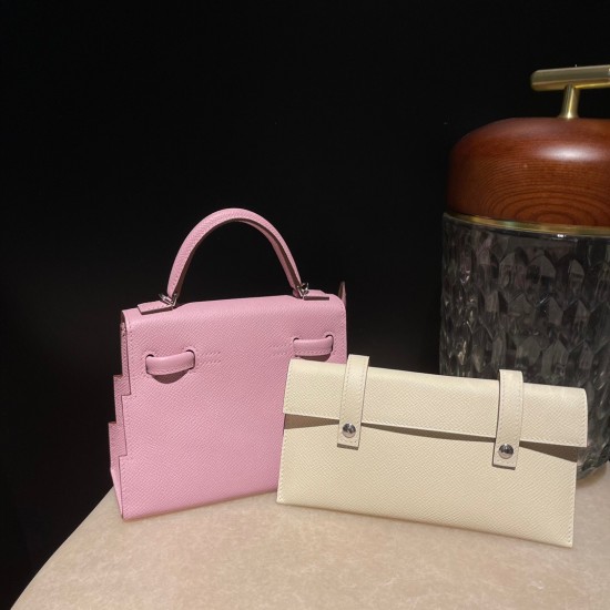 Hermes Kelly dole picto X9 /Mauve Sylvestre Full Handmade   