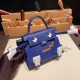 Hermes Kelly dole picto 08 / bleu royal Silver Hardware Full Handmade