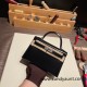 Hermes kelly20 New stock box 89/ Black (Noir) Silver Hardware Full Handmade kellymini-008