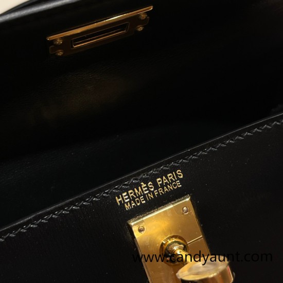 Hermes kelly20 New stock box 89/ Black Gold Hardware Full Handmade kellymini-009