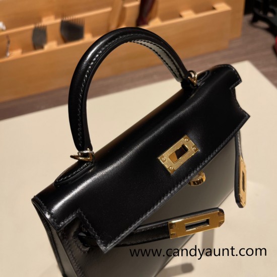 Hermes kelly20 New stock box 89/ Black Gold Hardware Full Handmade kellymini-009