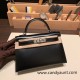 Hermes kelly20 box 19cm 89/ Black (Noir) Silver Hardware Full Handmade kellymini-011