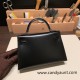 Hermes kelly20 box 19cm 89/ Black (Noir) Silver Hardware Full Handmade kellymini-011