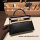 Hermes kelly20 box 19cm 89/ Black Gold Hardware Full Handmade kellymini-012