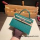 Hermes kelly20 ostrich 19cm U4 /Vert Vertigo Silver Hardware Full Handmade kellymini-013