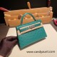 Hermes kelly20 ostrich 19cm U4 /Vert Vertigo Silver Hardware Full Handmade kellymini-013