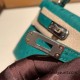 Hermes kelly20 ostrich 19cm U4 /Vert Vertigo Silver Hardware Full Handmade kellymini-013