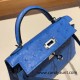 Hermes kelly20 ostrich 19cm 7Q/ Mykonos Silver Hardware Full Handmade kellymini-014