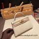 Hermes kelly20 ostrich 19cm3C /Parchemin Gold Hardware    Full Handmade kellymini-016