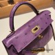 Hermes kelly20 ostrich 19cm P9 /Anemone Gold Hardware Full Handmade kellymini-018