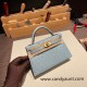 Hermes kelly20 ostrich 19cm J7 /Blue Lin Gold Hardware    Full Handmade kellymini-019