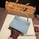 Hermes kelly20 ostrich 19cm J7 /Blue Lin Gold Hardware    Full Handmade kellymini-019