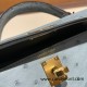 Hermes kelly20 ostrich 19cm J7 /Blue Lin Gold Hardware    Full Handmade kellymini-019