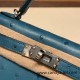 Hermes kelly20 ostrich 19cm W0 /Vert Bosphore Silver Hardware  Full Handmade kellymini-023