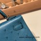 Hermes kelly20 ostrich 19cm W0 /Vert Bosphore Silver Hardware  Full Handmade kellymini-023