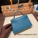 Hermes kelly20 ostrich 19cm W0 /Vert Bosphore Silver Hardware  Full Handmade kellymini-023