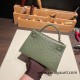 Hermes kelly20 ostrich 19cm V6/ /Canope & G8 /Vert Maquis Gold Hardware  Full Handmade kellymini-024