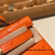 Hermes kelly20 ostrich 19cm 93 /Orange Gold Hardware  Full Handmade kellymini-025