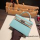 Hermes kelly20 chevre19cm 79 /Aqua Silver Hardware Full Handmade kellymini-029