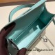 Hermes kelly20 chevre19cm 79 /Aqua Silver Hardware Full Handmade kellymini-029