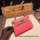 Hermes kelly20 chevre19cm 8W/ Rose Azalee Silver Hardware  Full Handmade kellymini-032