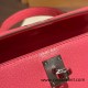 Hermes kelly20 chevre19cm 8W/ Rose Azalee Silver Hardware  Full Handmade kellymini-032