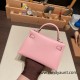 Hermes kelly20 chevre 19cm 3Q /Rose Sakura Silver Hardware    Full Handmade kellymini-033