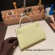 Hermes kelly20 chevre 19cm R9 /Jaune Bourgeon Silver Hardware Full Handmade kellymini-034