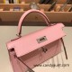 Hermes kelly20 chevre 19cm 3Q /Rose Sakura Silver Hardware Full Handmade kellymini-037