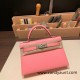 Hermes kelly20 chevre 19cm 1Q/Rose Confetti Silver Hardware Full Handmade kellymini-039