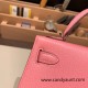 Hermes kelly20 chevre 19cm 1Q/Rose Confetti Silver Hardware Full Handmade kellymini-039